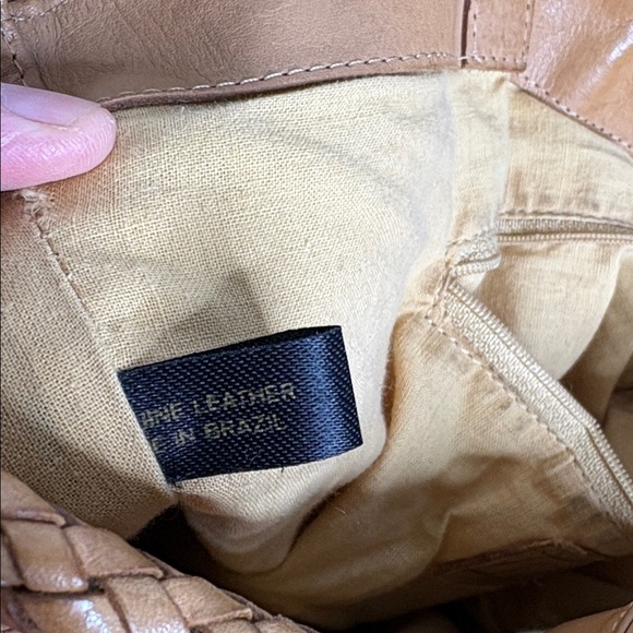 CEM vintage woven genuine leather tan camel bucket bag - Picture 4 of 8